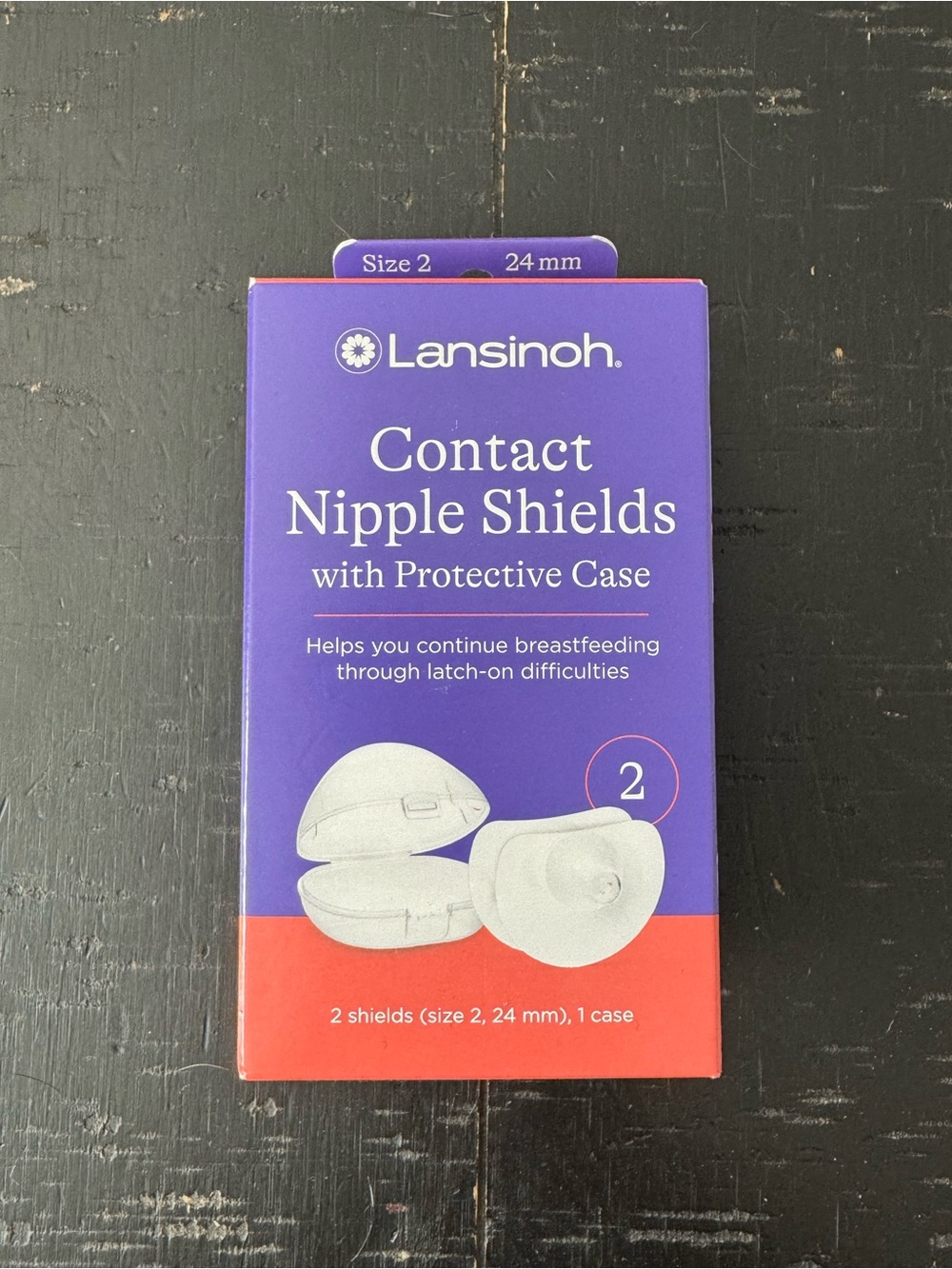 Lansinoh Contact Nipple Shields with Protective Case - Size 2 (24mm)